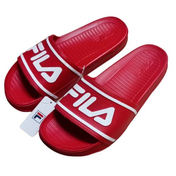 Fila Sleek Slide ST Women's Red White Slip On Slide Sandals Size 8 Men's Size 7 - Picture 4 of 10